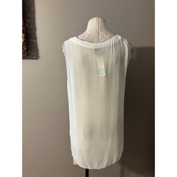 Anthropologie Chloe Oliver Gaila Faux Silk Embroidered Tunic Top Medium NWT - Picture 8 of 9